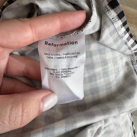 Reformation Black White Gingham Midi Skirt - Size S - Picture 4 of 5